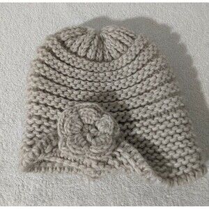 Fratelli Talli Italian Alpaca Wool Mix Women's Crochet Beanie Hat w/ Flower